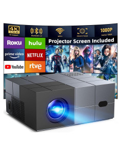 Proyector YOWHICK 20000LM Nativo 1080P WiFi Bluetooth Gris