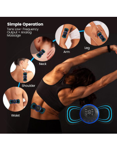 Masajeador Muscular Mini PLE-mIN1 con 2 Almohadillas y 19 Velocidades 2