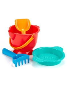 Conjunto de Juguetes de Arena Hape Beach Basics - Cubo, Pala, Rastrillo y Tamiz