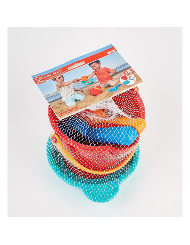 Conjunto de Juguetes de Arena Hape Beach Basics - Cubo, Pala, Rastrillo y Tamiz