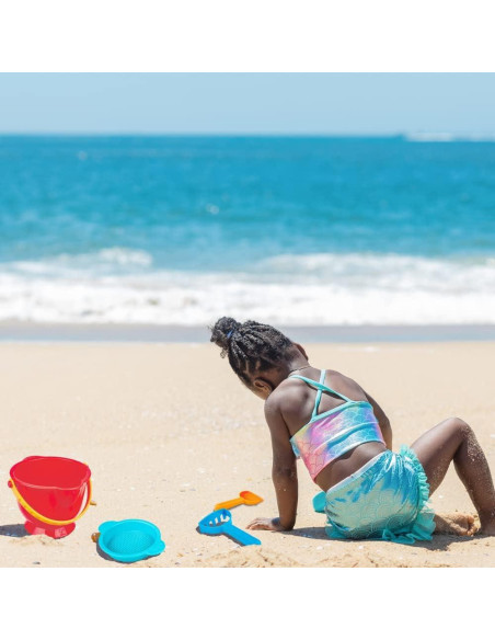 Conjunto de Juguetes de Arena Hape Beach Basics - Cubo, Pala, Rastrillo y Tamiz