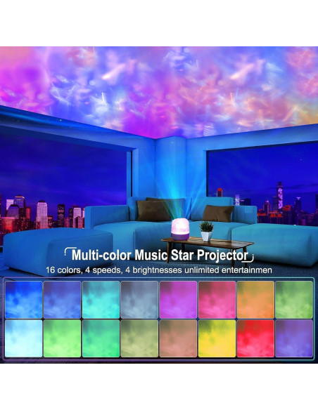 Lámpara Proyector de Luz de Olas Luminorthe Cube Bluetooth