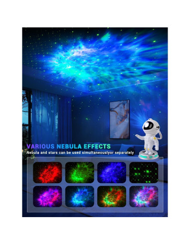 Proyector Galáctico Astronauta Luz Nocturna 14.5x12.5cm