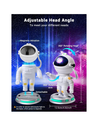 Proyector Galáctico Astronauta Luz Nocturna 14.5x12.5cm