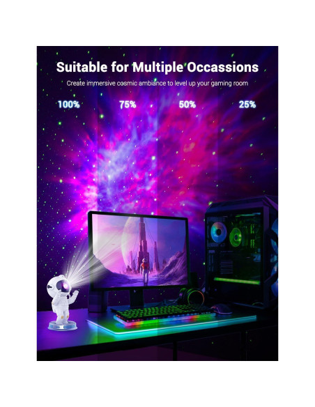 Proyector Galáctico Astronauta Luz Nocturna 14.5x12.5cm