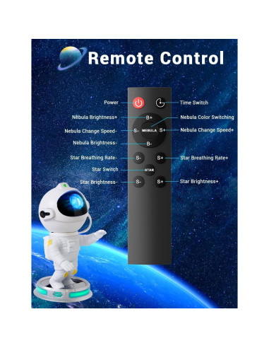 Proyector Galáctico Astronauta Luz Nocturna 14.5x12.5cm