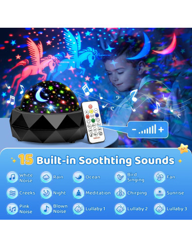 Proyector de Luz Nocturna PIKOY para Niños 15 Colores 3 Películas