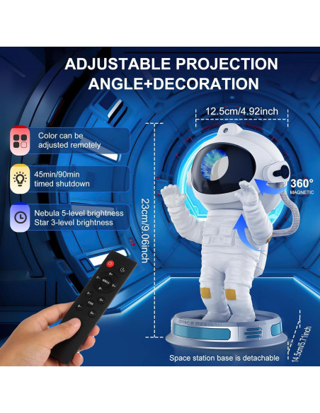 Proyector Galáctico Astronauta Luz Nocturna 14.5x12.5cm