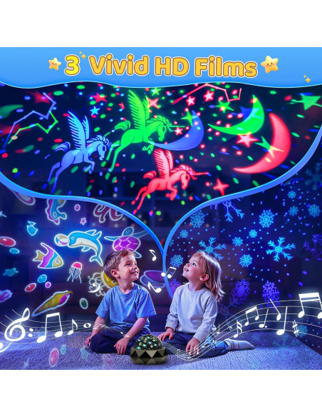 Proyector de Luz Nocturna PIKOY para Niños 15 Colores 3 Películas