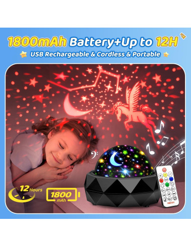 Proyector de Luz Nocturna PIKOY para Niños 15 Colores 3 Películas