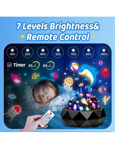 Proyector de Luz Nocturna PIKOY para Niños 15 Colores 3 Películas