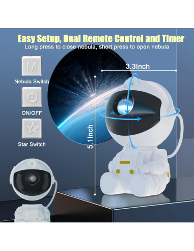Proyector Galáctico HCRTGAY con Control Remoto y Temporizador