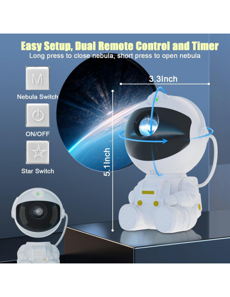 Proyector Galáctico HCRTGAY con Control Remoto y Temporizador Proyector Galáctico HCRTGAY con Control Remoto y Temporizador
