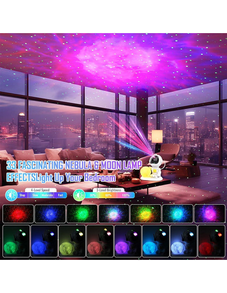 Proyector Galáctico Astronauta LED 3 en 1 con Control Remoto