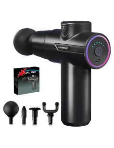 Mini Pistola de Masaje WP-518A, 6 Velocidades, 4 Cabezas