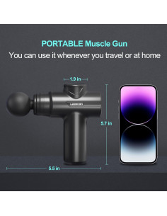 Mini Pistola de Masaje WP-518A, 6 Velocidades, 4 Cabezas 2