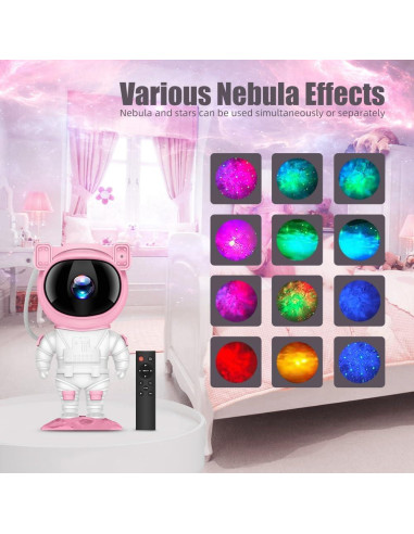 Proyector de Luz Nocturna Astronauta AceGamer Rosa-Blanco