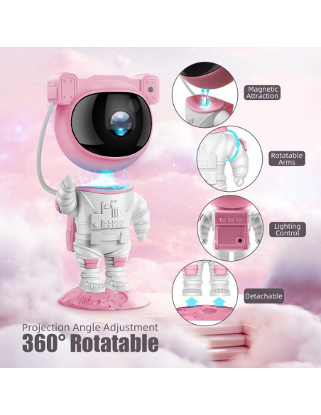 Proyector de Luz Nocturna Astronauta AceGamer Rosa-Blanco