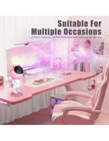 Proyector de Luz Nocturna Astronauta AceGamer Rosa-Blanco