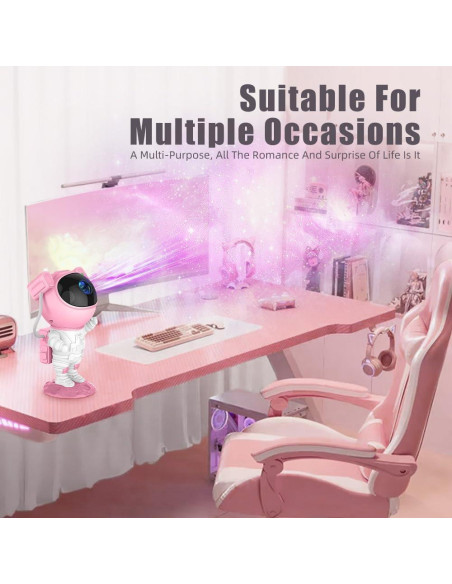 Proyector de Luz Nocturna Astronauta AceGamer Rosa-Blanco