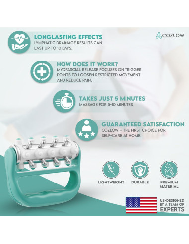 Masajeador Drenaje Linfático Cozlow Verde Rodillo Portátil