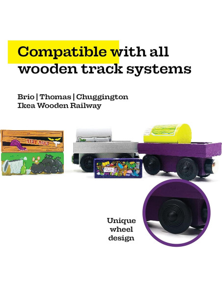 Paquete de Carga de Tren de Madera - Twinkle Toys - 7 Piezas Paquete de Carga de Tren de Madera - Twinkle Toys - 7 Piezas