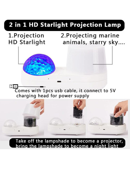 Proyector de Luz Nocturna KELAHOUSE Estrellado 360 para Niños