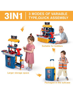 Banco de herramientas 3 en 1 GEIYATOI para niños 2