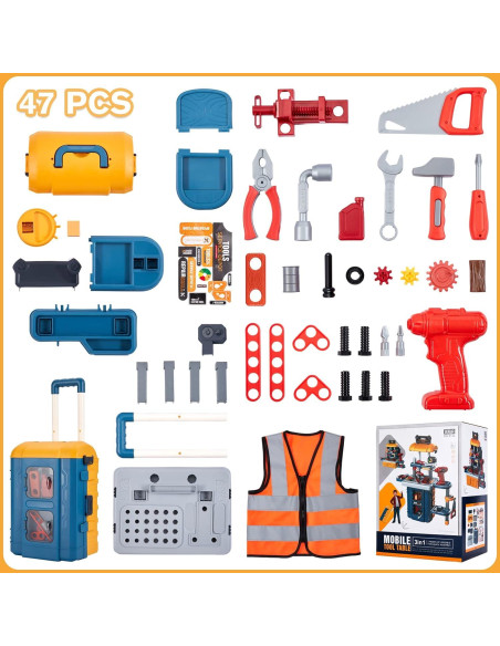 Banco de herramientas 3 en 1 GEIYATOI para niños