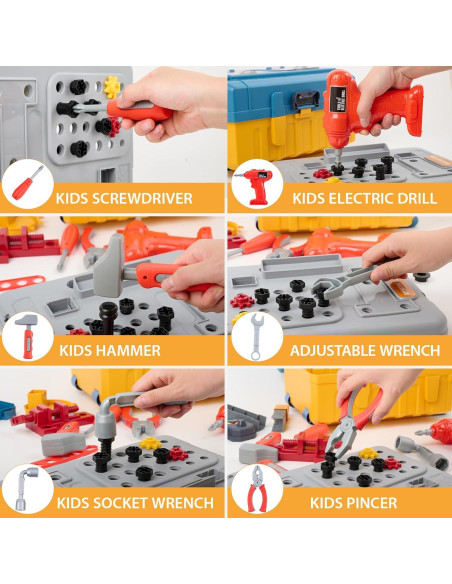 Banco de herramientas 3 en 1 GEIYATOI para niños