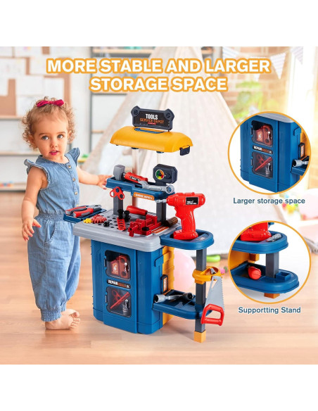 Banco de herramientas 3 en 1 GEIYATOI para niños