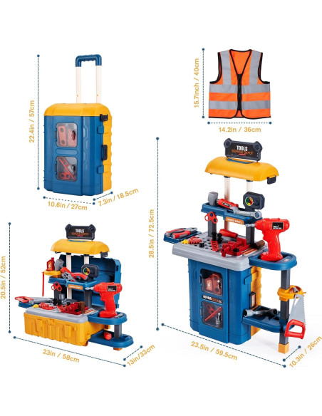 Banco de herramientas 3 en 1 GEIYATOI para niños