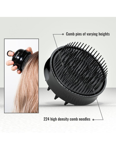 Masajeador de cuero cabelludo 2 en 1 SHINLEA Negro