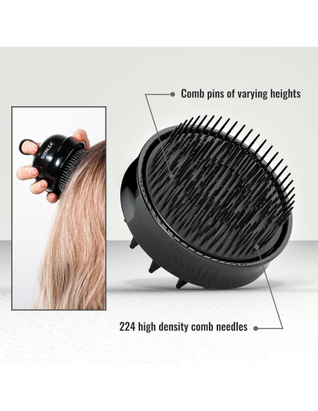 Masajeador de cuero cabelludo 2 en 1 SHINLEA Negro