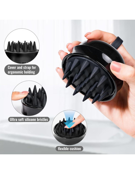 Masajeador de cuero cabelludo 2 en 1 SHINLEA Negro