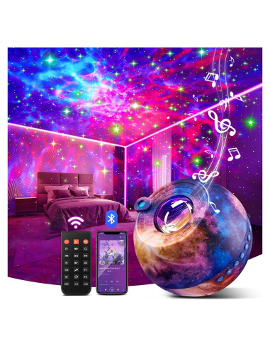 Proyector de Estrellas Galaxy TK - 15 Colores, Bluetooth, Ruido Blanco