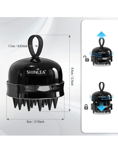 Masajeador de cuero cabelludo 2 en 1 SHINLEA Negro