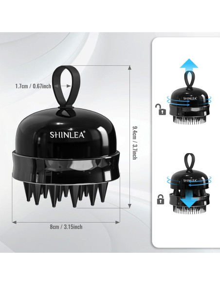 Masajeador de cuero cabelludo 2 en 1 SHINLEA Negro