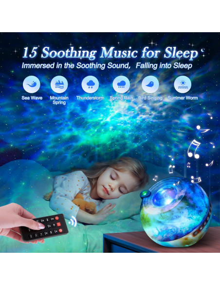 Proyector de Estrellas Galaxy TK - 15 Colores, Bluetooth, Ruido Blanco