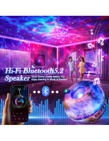 Proyector de Estrellas Galaxy TK - 15 Colores, Bluetooth, Ruido Blanco