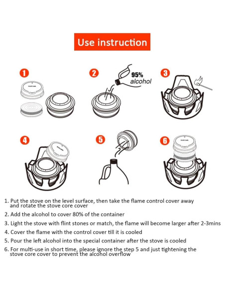 Estufa de Alcohol Mini Portátil Ultraligera 145g para Camping Estufa de Alcohol Mini Portátil Ultraligera 145g para Camping