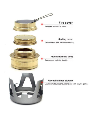 Estufa de Alcohol Mini Portátil Ultraligera 145g para Camping