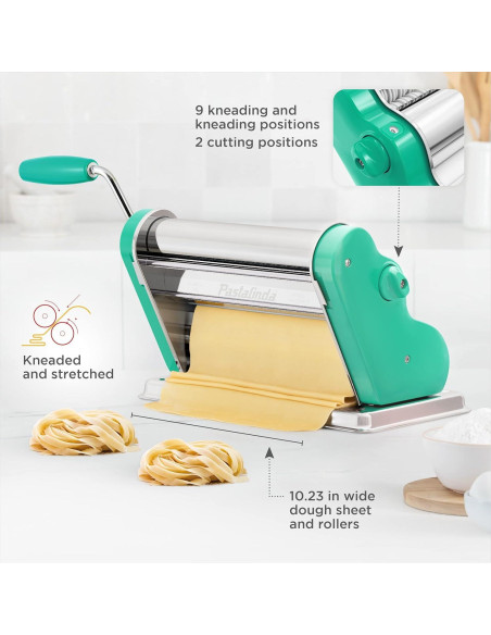 MAQUINA DE PASTA PASTALINDA Classic 26 cm, 9 posiciones, Verde