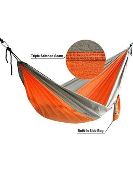 Hamaca Doble Linkshare Portátil Nylon 0.58 kg Naranja Verde