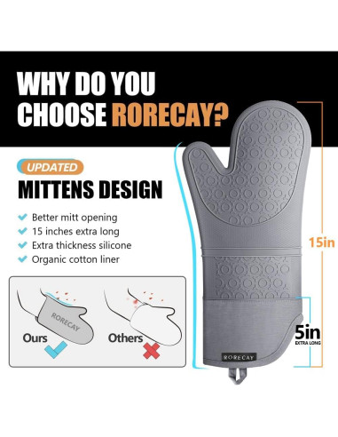 Guantes de Horno Rorecay Silicona Extra Largos 38 cm
