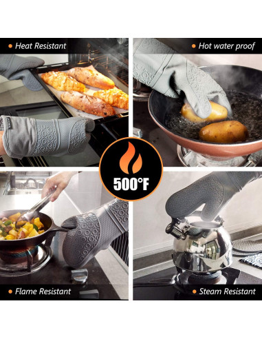 Guantes de Horno Rorecay Silicona Extra Largos 38 cm