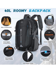 Mochila de Senderismo RAINSMORE 40L Impermeable Plegable 2