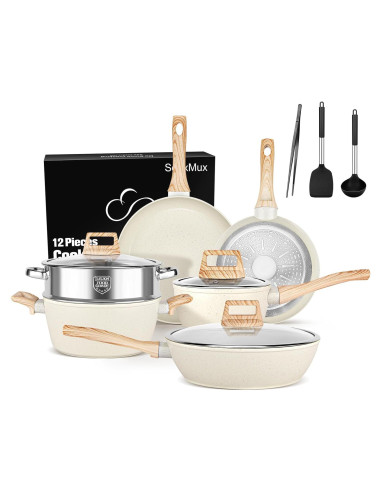 Juego de Ollas y Sartenes SouxMux 12 Piezas Antiadherente