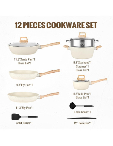 Juego de Ollas y Sartenes SouxMux 12 Piezas Antiadherente