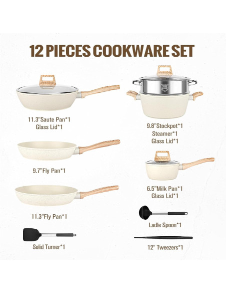 Juego de Ollas y Sartenes SouxMux 12 Piezas Antiadherente